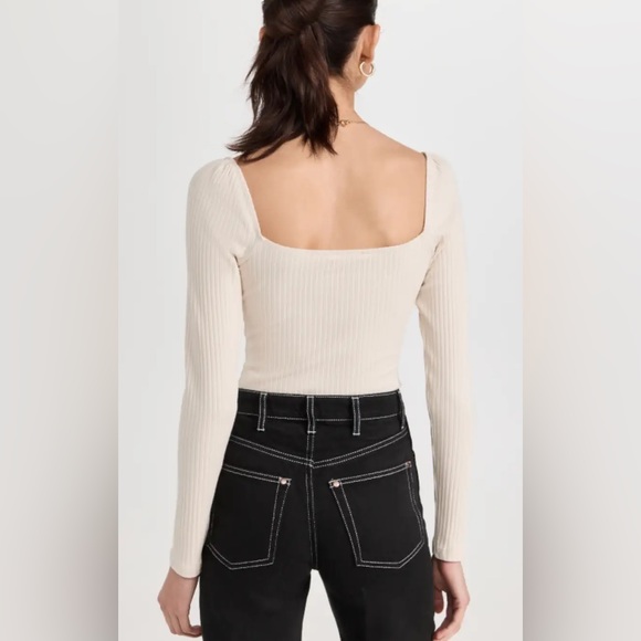 Reformation October Top Bone Color Size M New with Tag Stretchy soft fabric - Picture 3 of 14